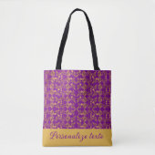 Tote Bag Elégant monogrammed Or et mauve damask tourbillon (Devant)