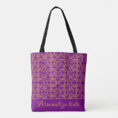 Tote Bag Elégant monogrammed Or et mauve damask tourbillon (Dos)