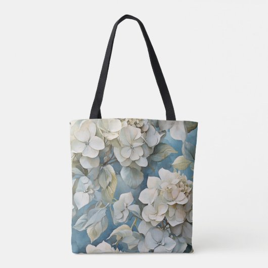 Tote Bag Elégant moody bleu poussiéreux flores d'aquarelle (Dos)