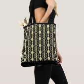 Tote Bag Elégant Motif beige noir et sable (De près)