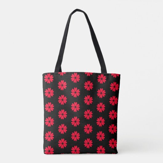 Tote Bag Élégant Motif de fleurs de coeur rouge (Dos)
