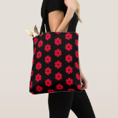 Tote Bag Élégant Motif de fleurs de coeur rouge (De près)