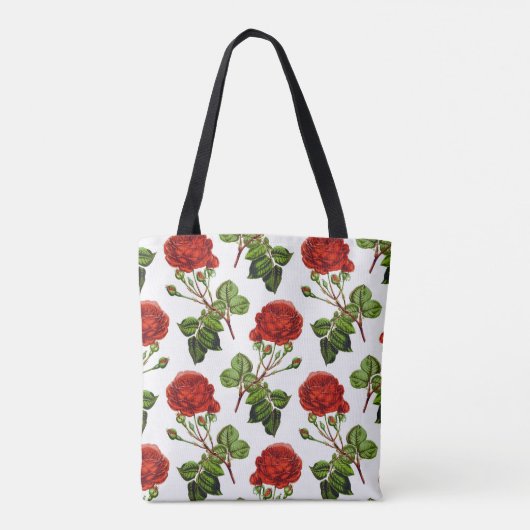Tote Bag Élégant Motif de fleurs de roses rouges | (Dos)