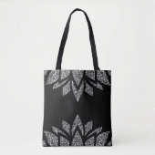 Tote Bag Élégant motif de lotus noir et gris (Devant)