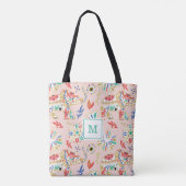 Tote Bag Élégant Motif décoratif floral orné d'éléphant (Dos)