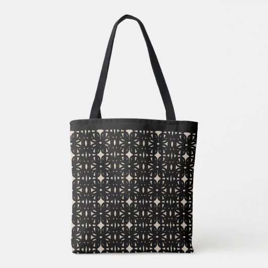 Tote Bag Élégant Motif en forme de noir et de beige (Dos)