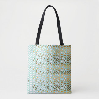 Tote Bag Élégant Motif Gold Green Leaf