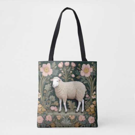 Tote Bag Elégant mouton blanc William Morris inspiré (Devant)