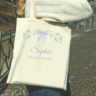 Tote Bag Élégant Nœud Bleu Poussiéreux de Demande Demoisell