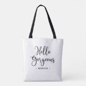Tote Bag Elégant noir blanc Bonjour belle Fourre-tout (Dos)