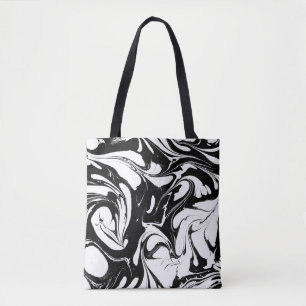 Tote Bag Élégant Noir Et Marbre blanc