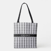 Tote Bag Élégant noir étoile motif et rayures sur gris clai (Dos)