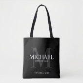 Tote Bag Élégant Noir Personnalisé Groomsmen (Devant)