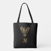 Tote Bag Élégant noir Phoenix Or levant oiseau mythique (Dos)