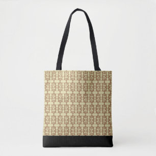 Tote Bag Élégant noir, sable et marron motif