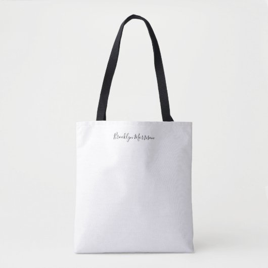 Tote Bag Élégant noir script personnalisé nom monogramme mi (Devant)