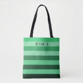 Tote Bag Élégant nom du Motif rayé vert (Devant)
