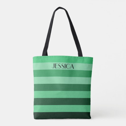 Tote Bag Élégant nom du Motif rayé vert (Dos)