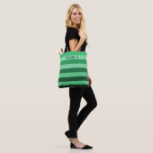 Tote Bag Élégant nom du Motif rayé vert (Sur le modèle)