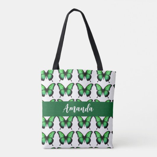 Tote Bag Élégant nom du Motif vert Butterly (Dos)