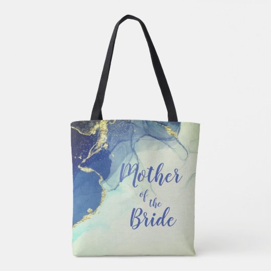 Tote Bag Élégant or et bleu, Abstraite, Mère de la mariée (Dos)