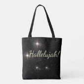 Tote Bag Elégant or 'Hallelujah ! ' Vacances noir étoilé (Dos)