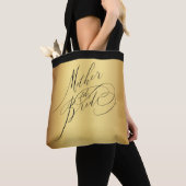 Tote Bag Elégant or noir Script mère de la mariée (De près)