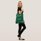Tote Bag Élégant or romantique fleur vert émeraude (Sur le modèle)