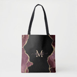 Tote Bag Élégant pailleté doré agate bordeaux Bain