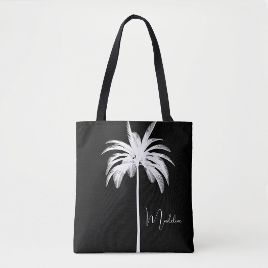 Tote Bag Elégant palmier tropical blanc (Devant)