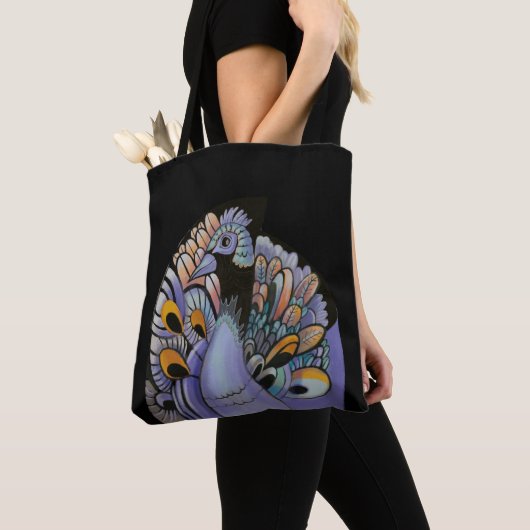Tote Bag élégant paon (De près)