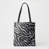 Tote Bag Elégant Parties scintillant noire Silver Zebra Pos (Devant)