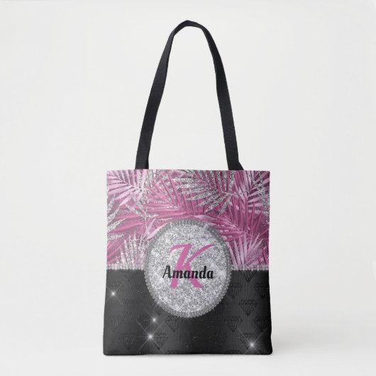 Tote Bag Élégant parties scintillant rose poupée feuille mo (Devant)