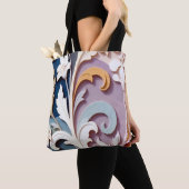 Tote Bag Elegant Pastel Floral Relief Pattern (De près)