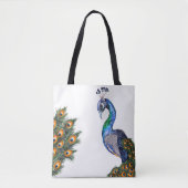 Tote Bag Elégant Peacock Aquarelle (Devant)