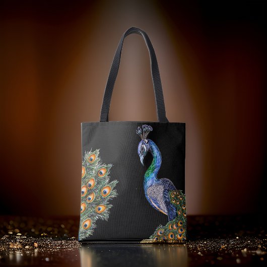 Tote Bag Elégant Peacock Aquarelle