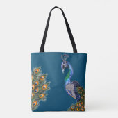 Tote Bag Elégant Peacock Aquarelle (Dos)