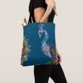 Tote Bag Elégant Peacock Aquarelle (De près)