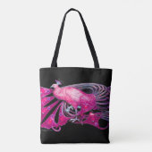 TOTE BAG ELÉGANT PEACOCK EN ROSE, FUCHSIA, NOIR (Dos)