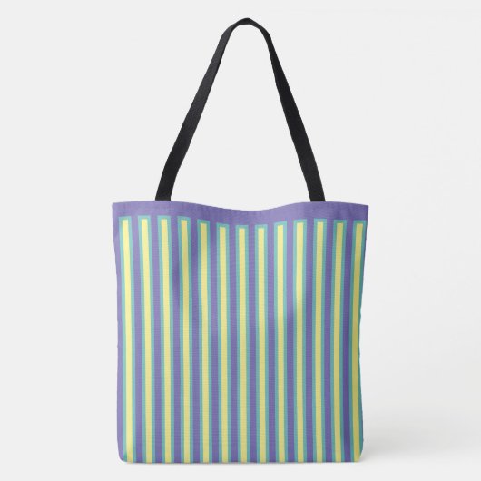 Tote Bag Élégant pervent bleu et jaune rayé (Dos)