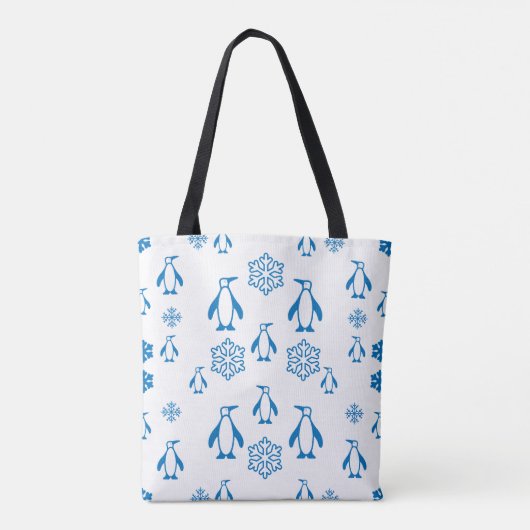 Tote Bag Élégant Pingouins Bleus avec Motif de flocons de n (Dos)
