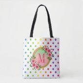Tote Bag Élégant Pink Floral Bridesmaid Monogramme Nom (Devant)