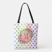 Tote Bag Élégant Pink Floral Bridesmaid Monogramme Nom (Dos)