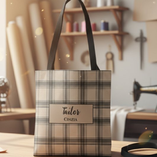 Tote Bag Elegant Plaid Bag – Handmade Craftsmanship
