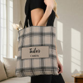 Tote Bag Elegant Plaid Bag – Handmade Craftsmanship