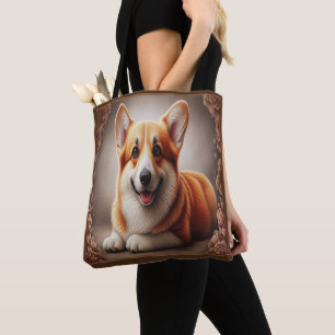Tote Bag Elégant réaliste couleur frontière corgi chien Bro