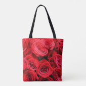 Tote Bag Élégant rose aux fleurs rouges (Dos)