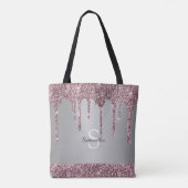 Tote Bag Élégant Rose d'argent or rose Parties scintillant  (Dos)