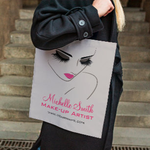 Tote Bag Élégant rose et gris Lash Extension Salon de beaut