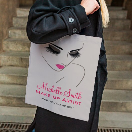 Tote Bag Élégant rose et gris Lash Extension Salon de beaut